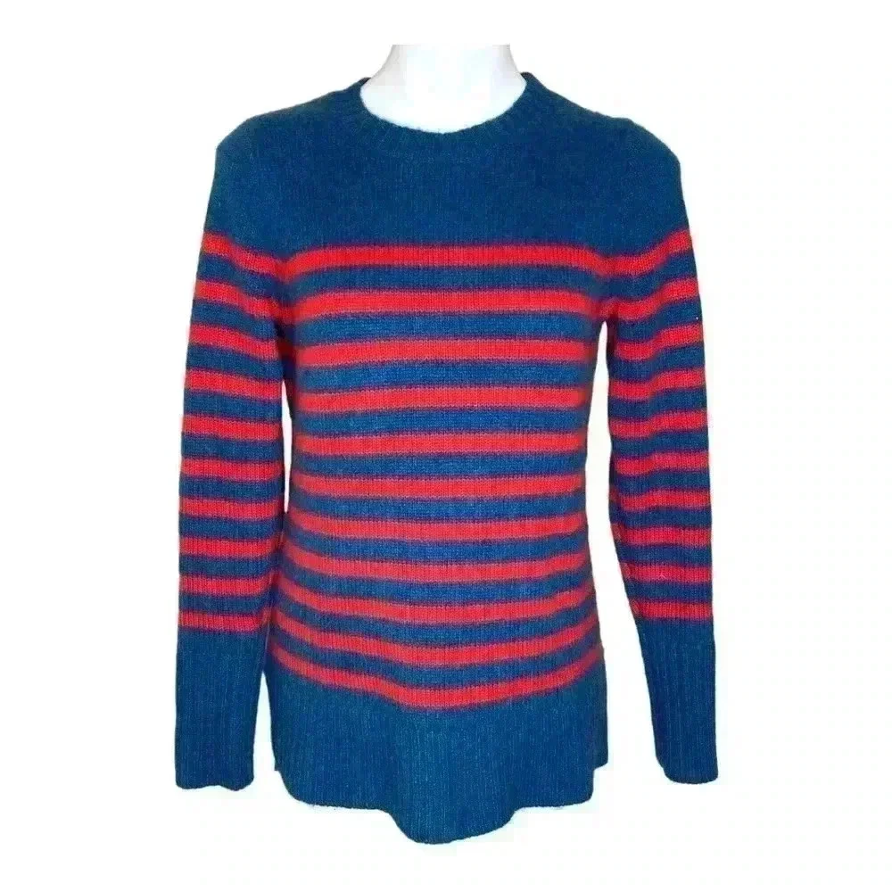 J. Crew collection black label red and blue nautical stripe crew neck s…